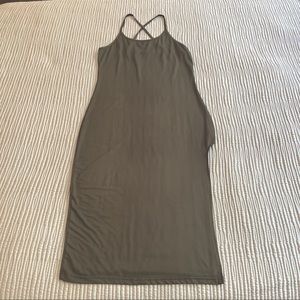 Satin Olive Green Dress, Size M